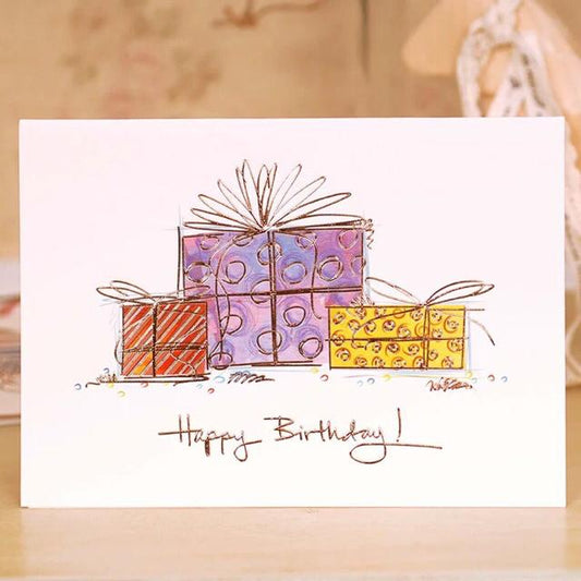 Birthday gift box balloon greeting card