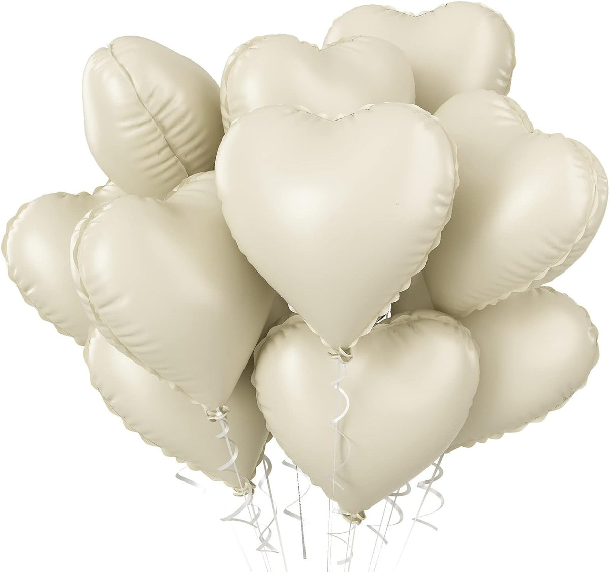 Ivory cream sand white heart helium balloon