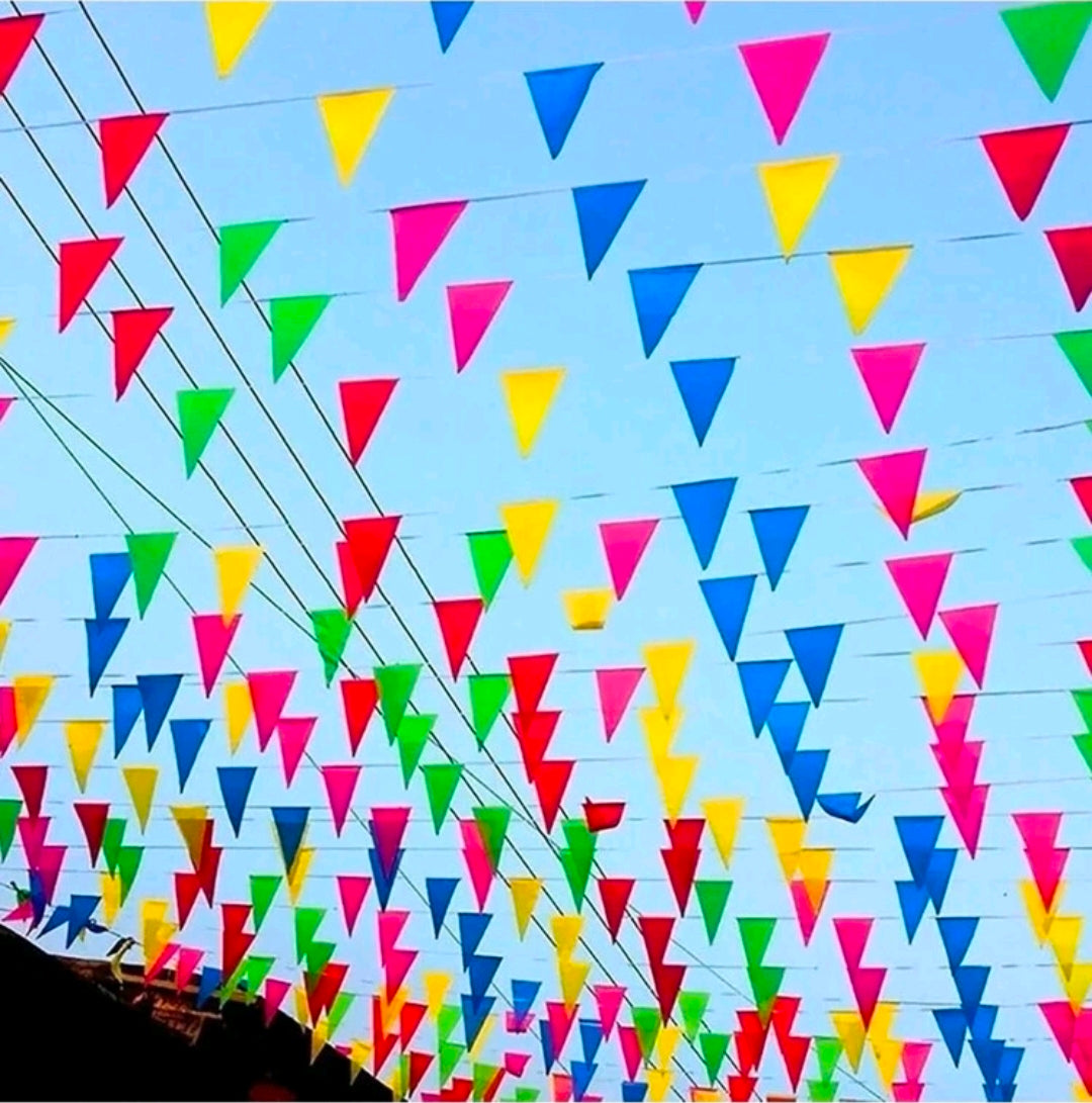 200pcs Colorful Triangle Flag Decoration bunnting banner 100m