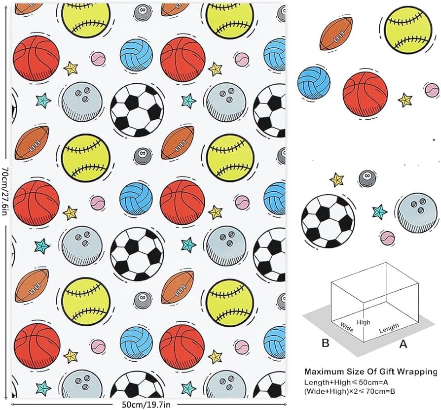 Sports football Gift wrapping sheet 5pcs