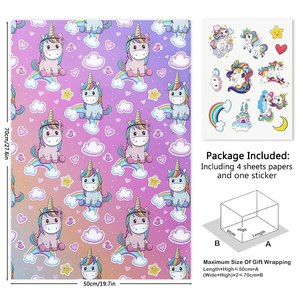 Little pony unicorn Gift wrapping sheet 5pcs
