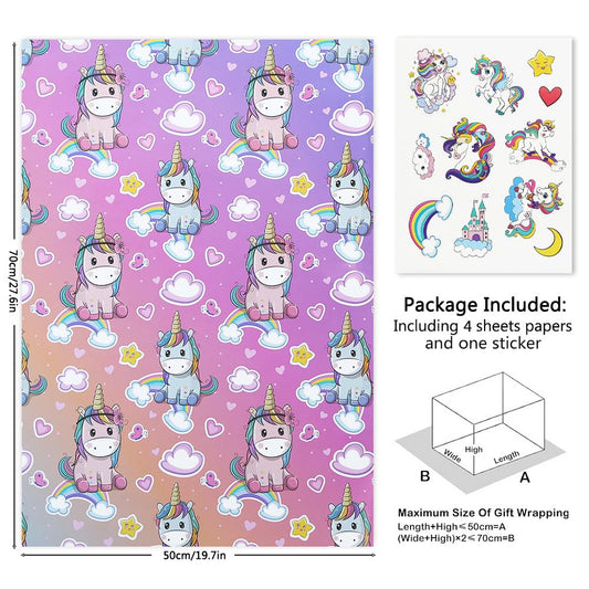 Little pony unicorn Gift wrapping sheet 5pcs