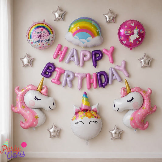 Simple unicorn birthday decoration pink theme