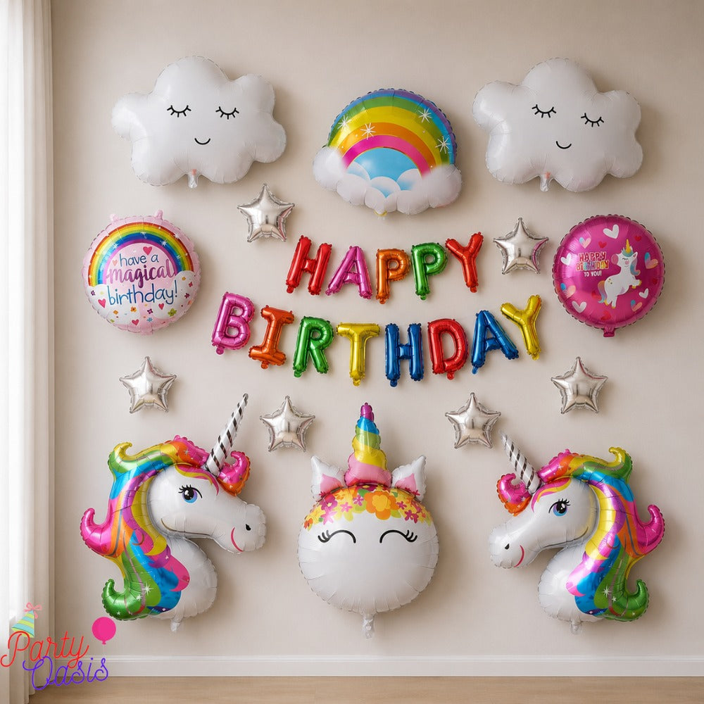Simple unicorn birthday decoration Rainbow theme