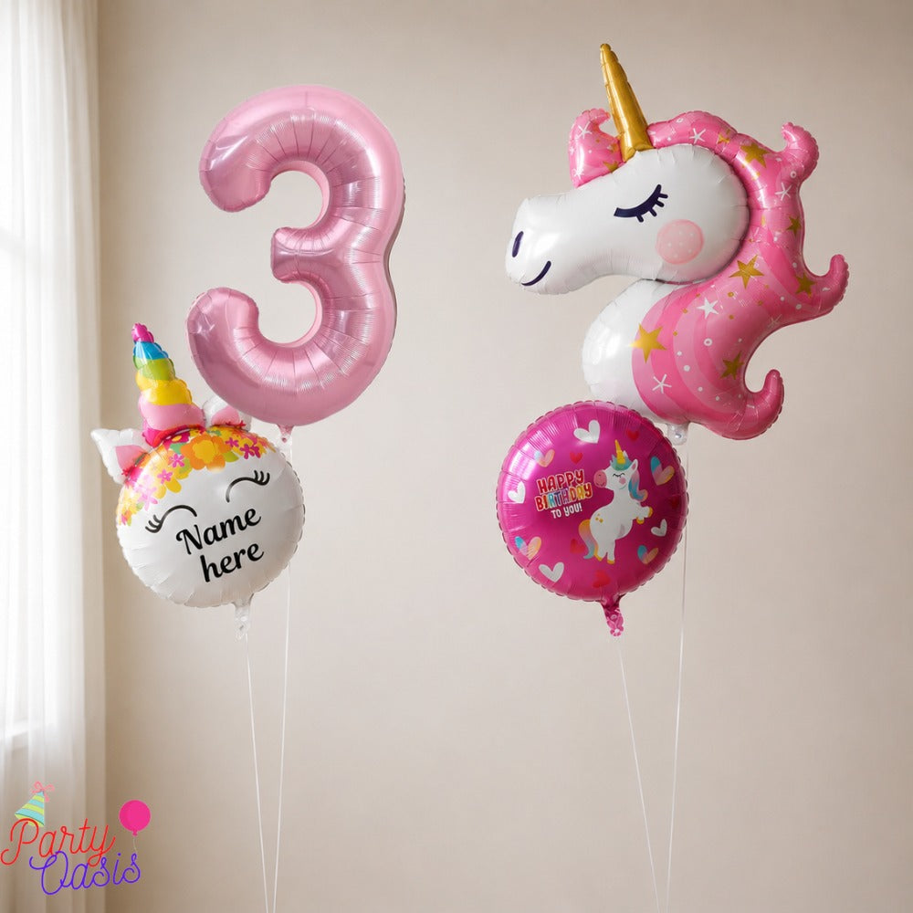 unicorn helium bunch with personalized name