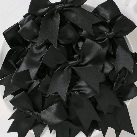 50pcs black ribbon bow  8.5x 8.5 cm