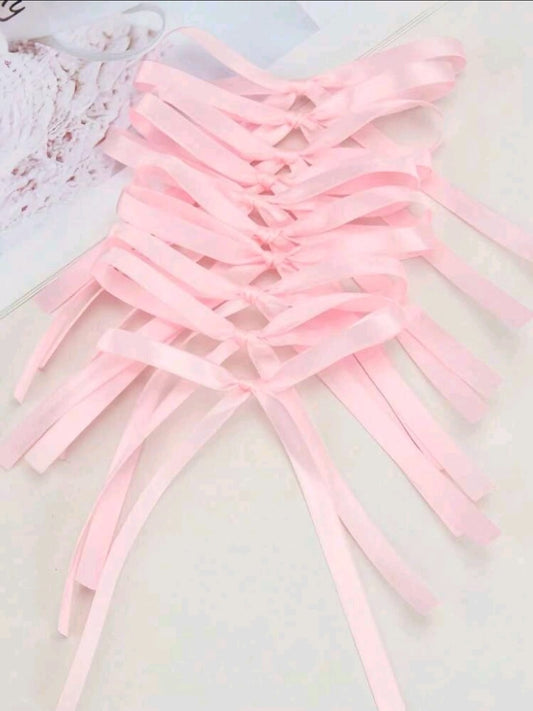 50pcs long ribbon bow pink