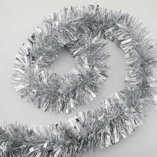 Silver tinsel garland 2m